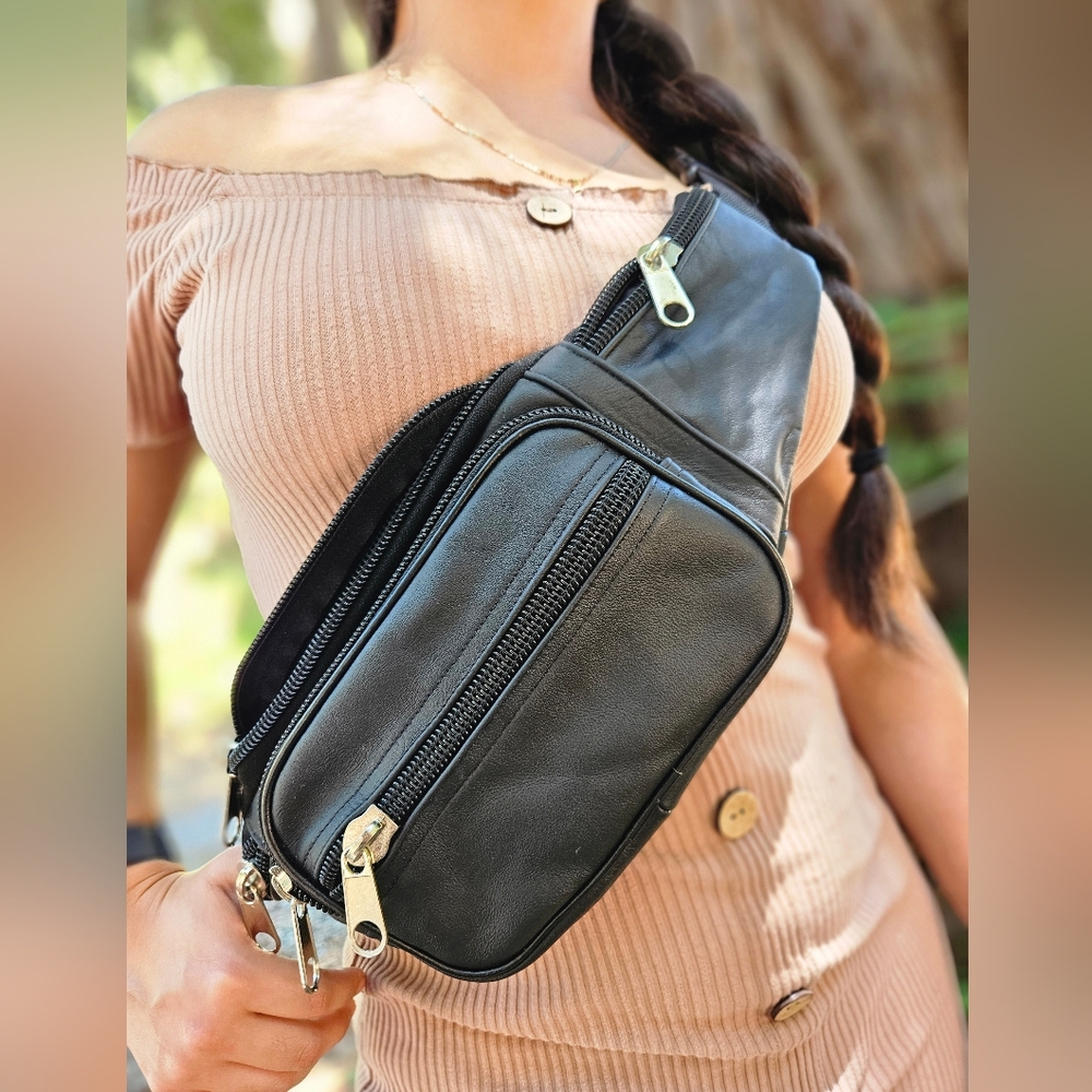 Black kangaroo bag or crossbody bag